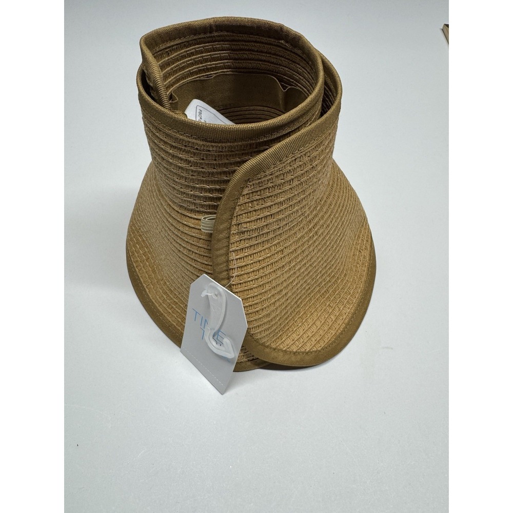Time and Tru ONE SIZE Women's TT Rolled Packable Sun Visors Tan Adjustable New - Picture 2 of 4